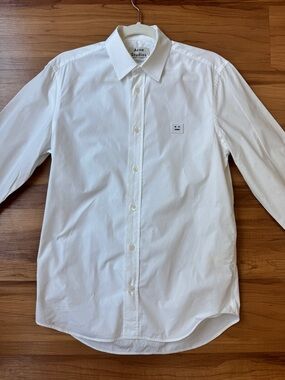 Acne Studios White Poplin Button-Down Shirt with Face Patch